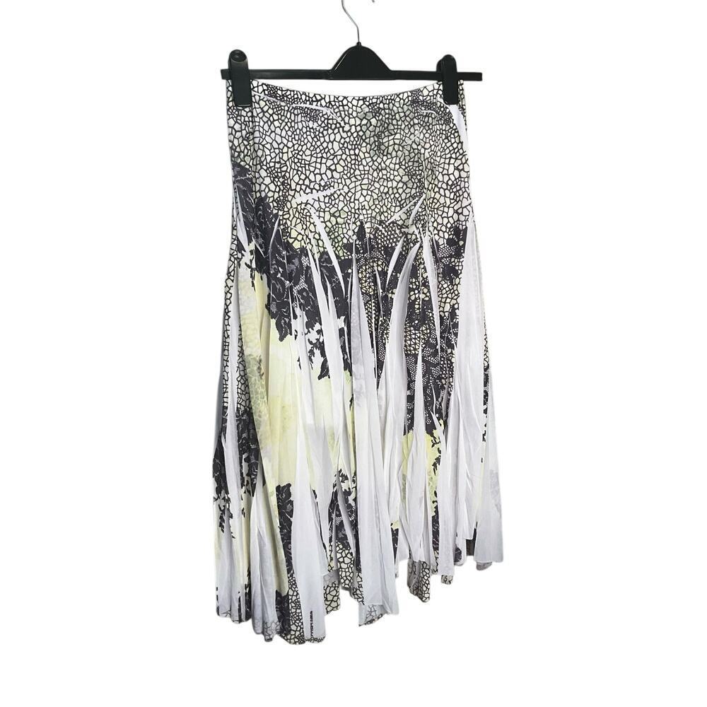 Nouvida Printed Pleated Midi Skirt Elastic Waist Pull-On Multicolor Womens L NEW